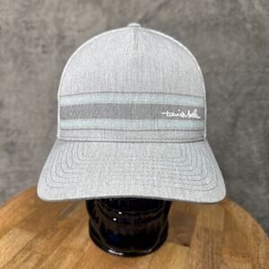 Travis Mathew Speed Boat Snapback Hat Cap Gray Striped Trucker Mesh Golf
